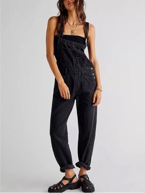We the Free Free People Ziggy Overalls Size XS Black Denim Cotton